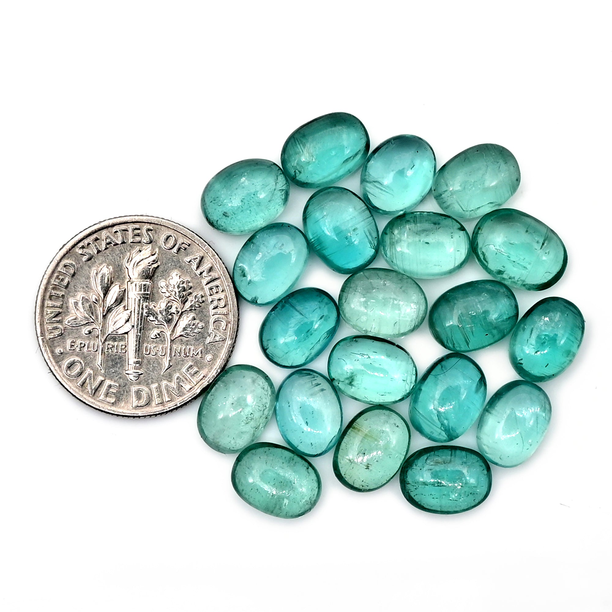 Aqua Green Kyanite Cabochon | Natural Flatback Loose Gemstones for Jewelry Making - 20 pieces
