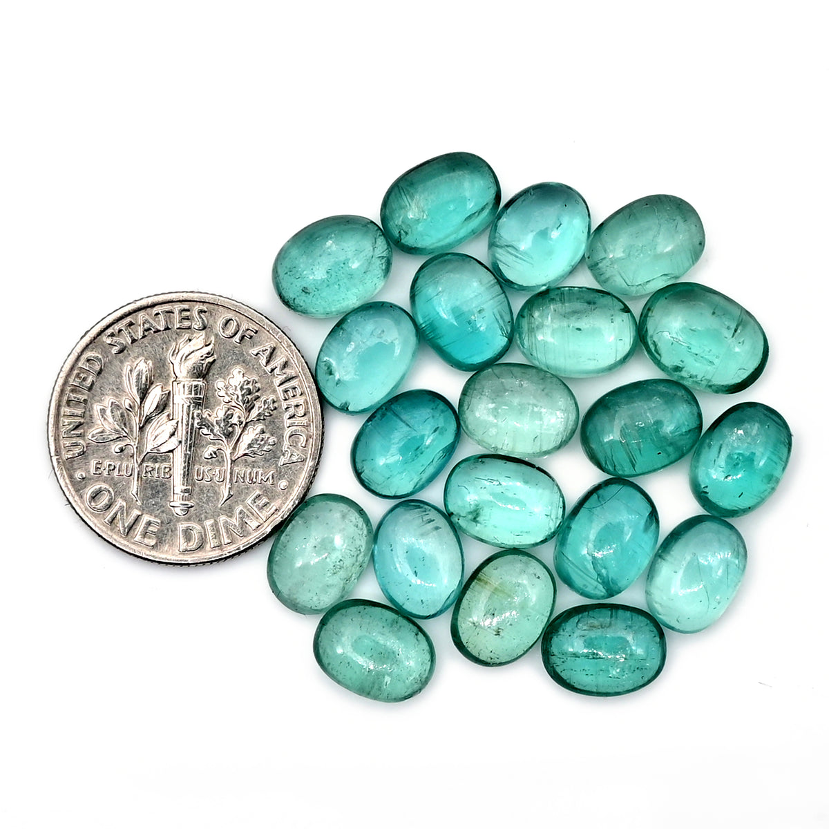 Aqua Green Kyanite Cabochon | Natural Flatback Loose Gemstones for Jewelry Making - 20 pieces