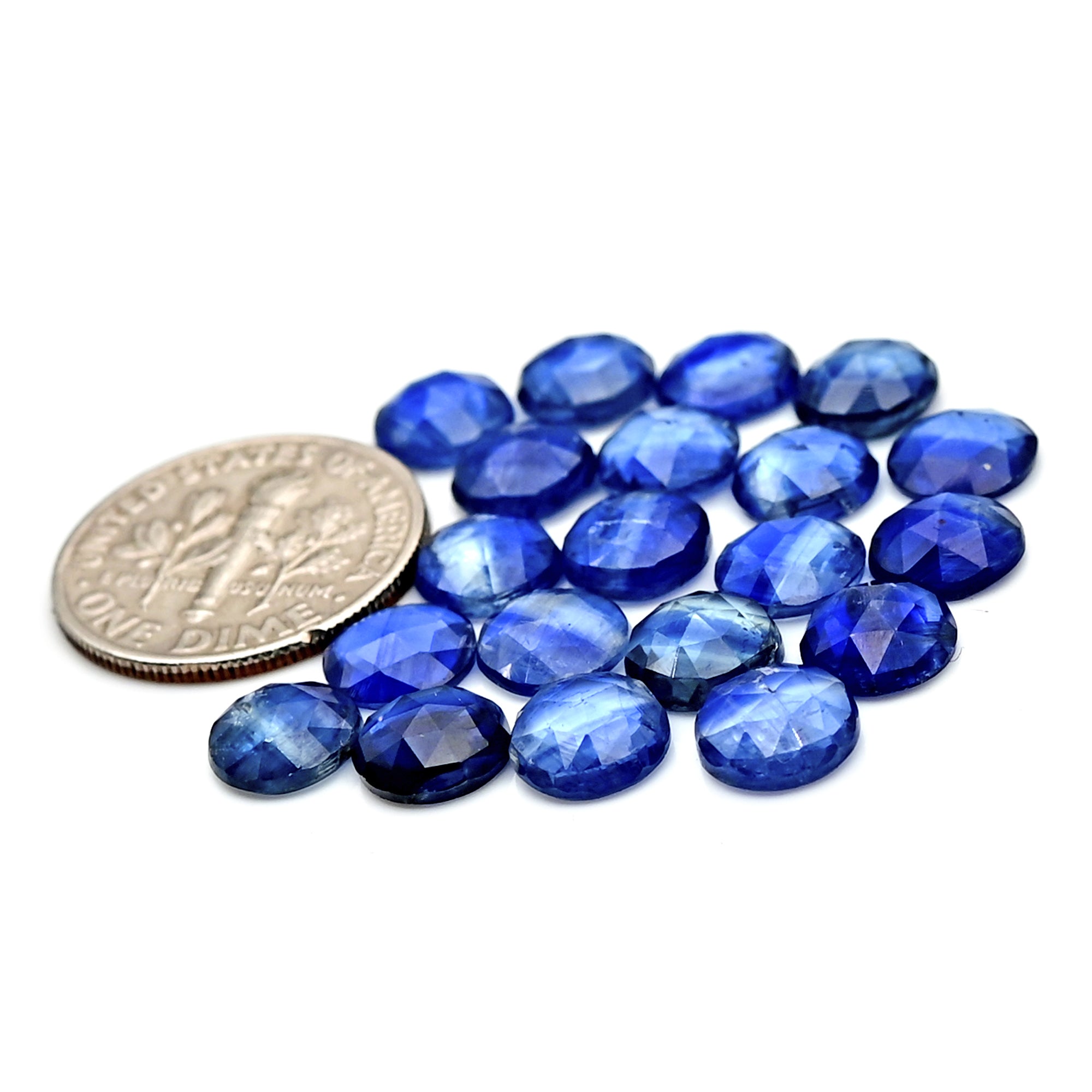 Blue Kyanite Rose Cut Cabochon | Natural Flatback Loose Gemstones for Jewelry Making - 20 pieces
