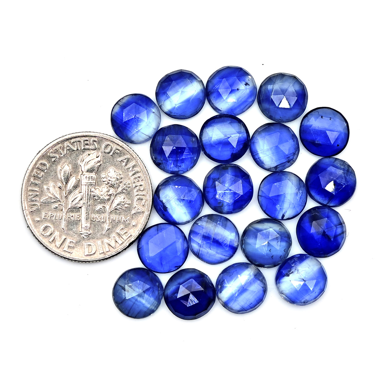 Blue Kyanite Rose Cut Cabochon | Natural Flatback Loose Gemstones for Jewelry Making - 20 pieces