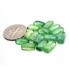 Green Kyanite Smooth Cabochon | Natural Flatback Loose Gemstones for Jewelry Making - 15 Pieces