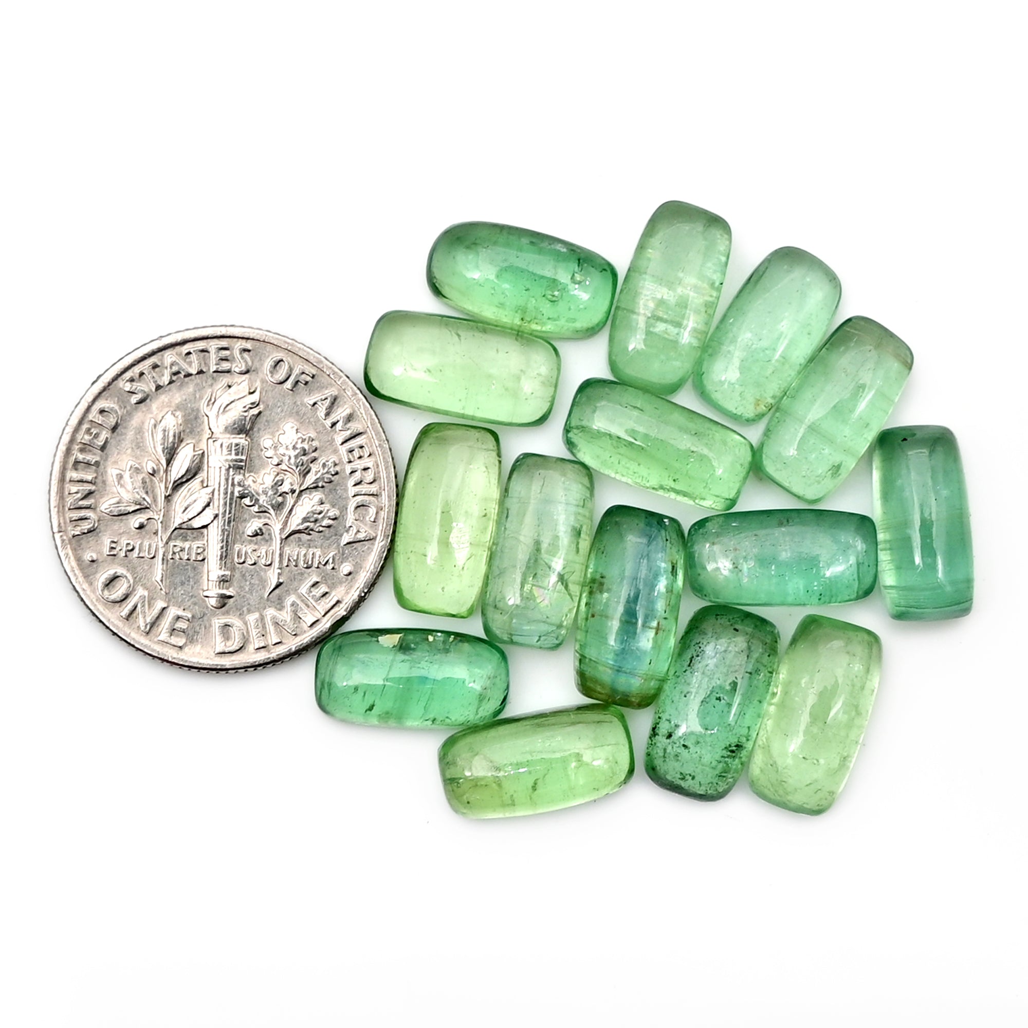 Green Kyanite Smooth Cabochon | Natural Flatback Loose Gemstones for Jewelry Making - 15 Pieces