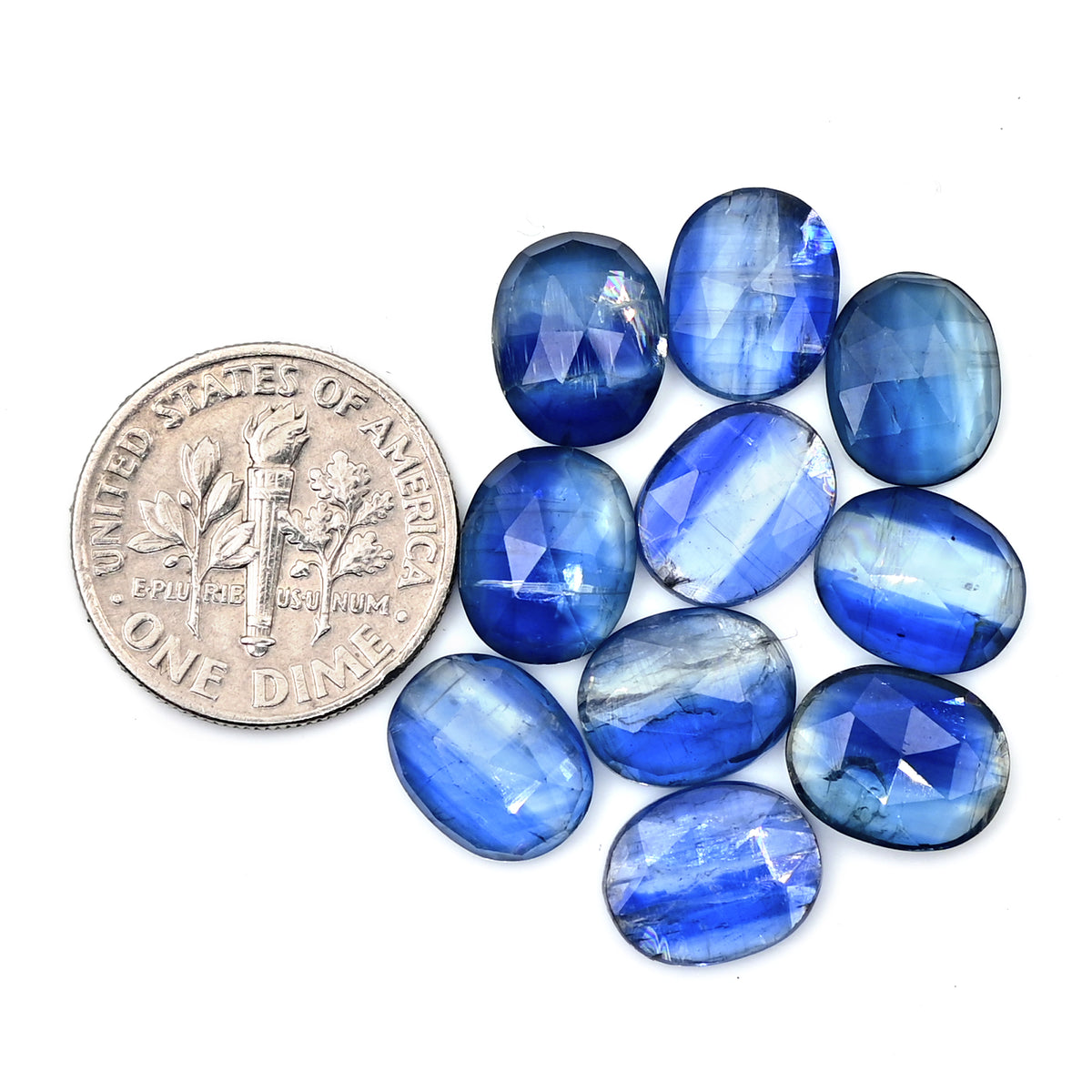 Blue Kyanite Rose Cut Cabochon | Natural Flatback Loose Gemstones for Jewelry Making - 10 pieces