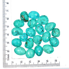 Rose Cut Hubei Turquoise Cabochons | Freefrom Gemstone for Jewelry Making- 20 Pieces