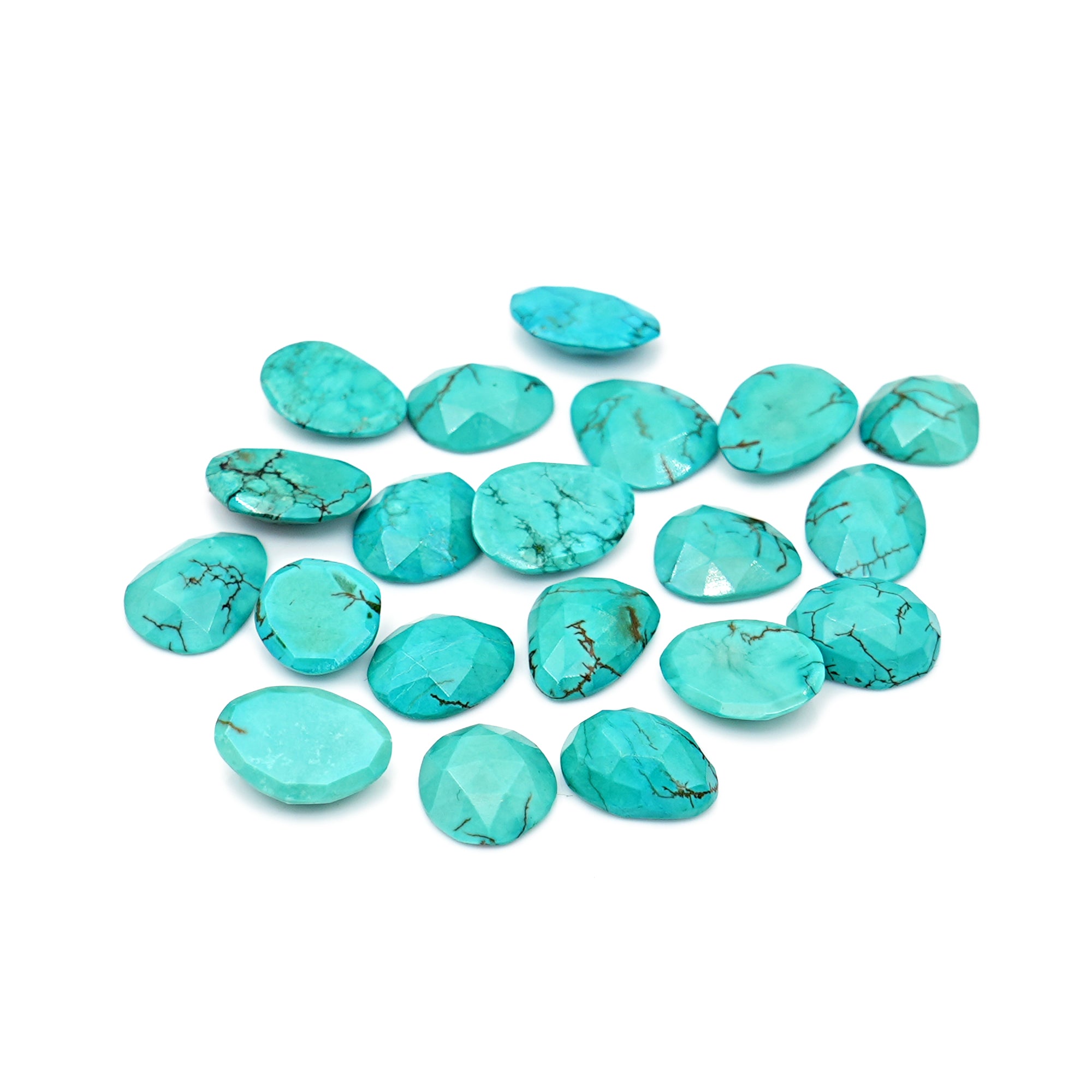 Rose Cut Hubei Turquoise Cabochons | Freefrom Gemstone for Jewelry Making- 20 Pieces