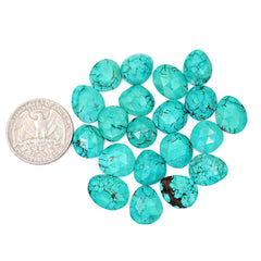 Rose Cut Hubei Turquoise Cabochons | Freefrom Gemstone for Jewelry Making- 20 Pieces