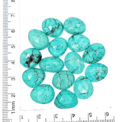 Freefrom Hubie Turquoise Cabochons | Rose Cut Blue Green Gemstone for Jewelry Making- 15 Pieces