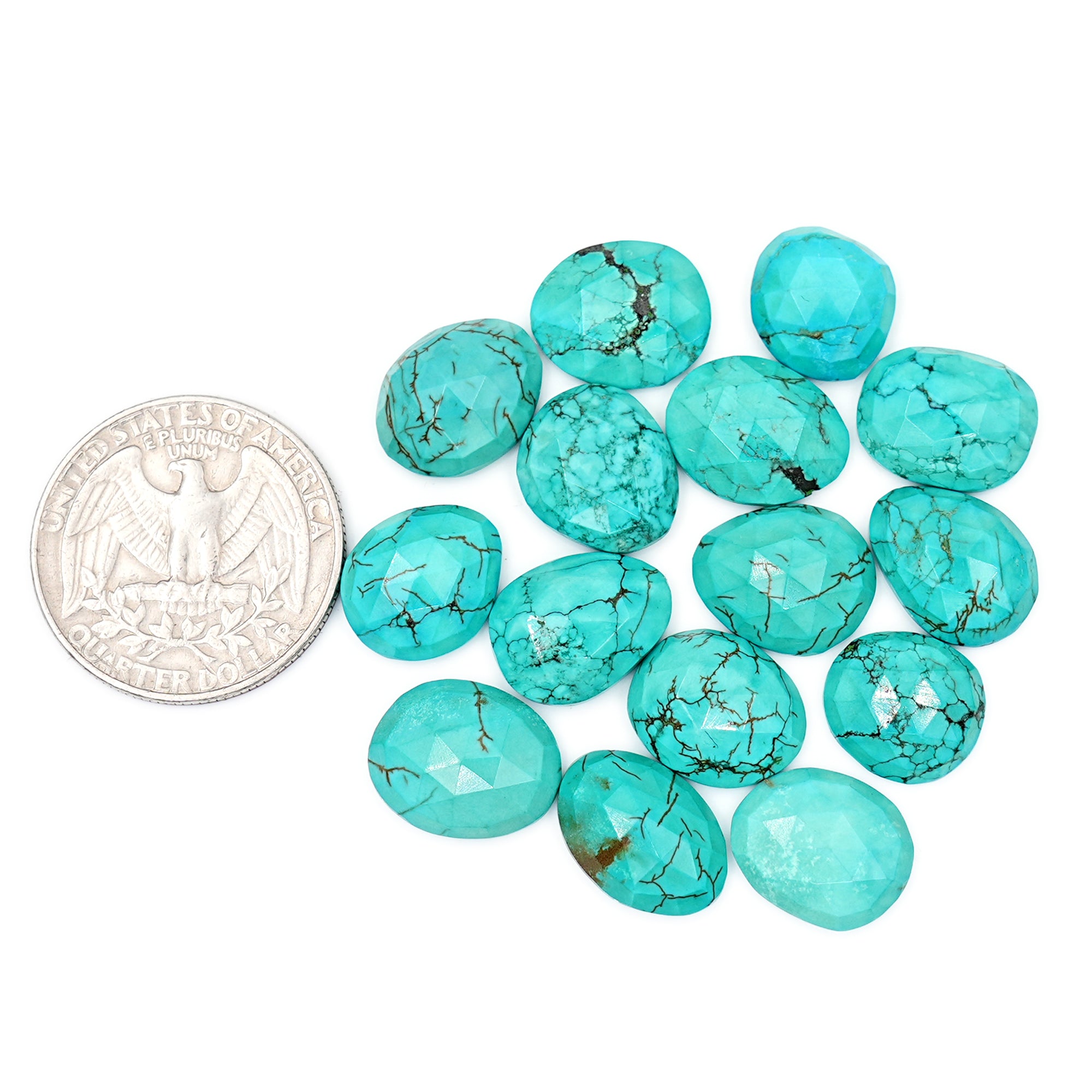 Hubei Turquoise Freeform Gemstone | Rose Cut Cabochons for Jewelry Crafting - 15 Pieces