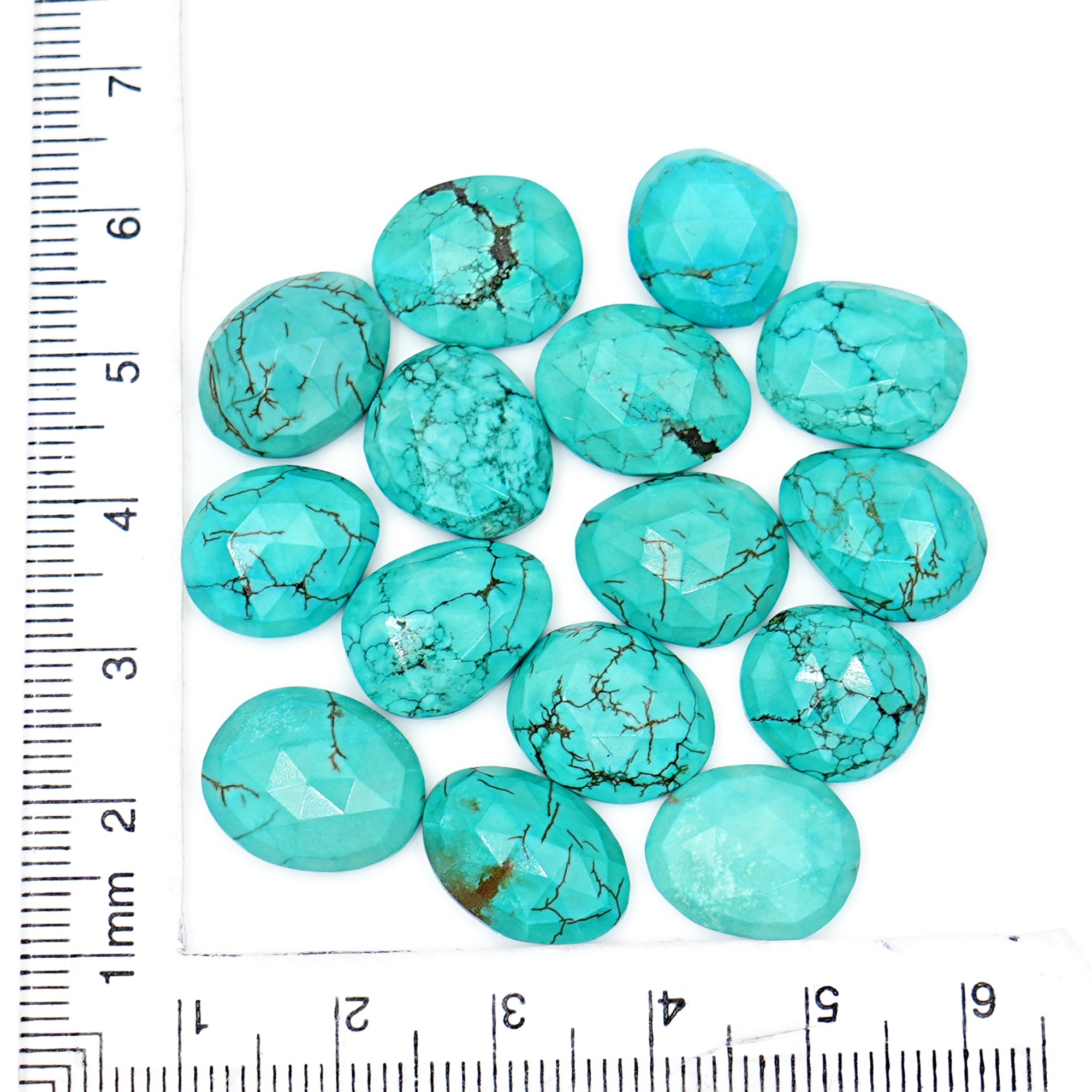 Hubei Turquoise Freeform Gemstone | Rose Cut Cabochons for Jewelry Crafting - 15 Pieces