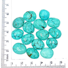 Hubei Turquoise Freeform Gemstone | Rose Cut Cabochons for Jewelry Crafting - 15 Pieces