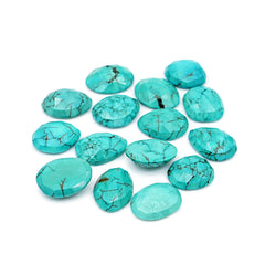 Hubei Turquoise Freeform Gemstone | Rose Cut Cabochons for Jewelry Crafting - 15 Pieces
