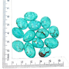 Rose Cut Hubei Turquoise Cabochons | Freefrom Gemstone for Jewelry Making- 13 Pieces