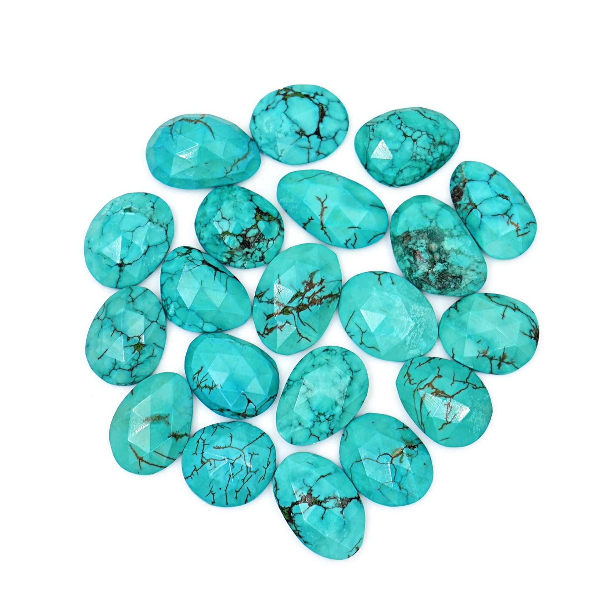 Hubei Turquoise Rose Cut  Gemstone | Freefrom Cabochons for Jewelry Crafting - 20 Pieces