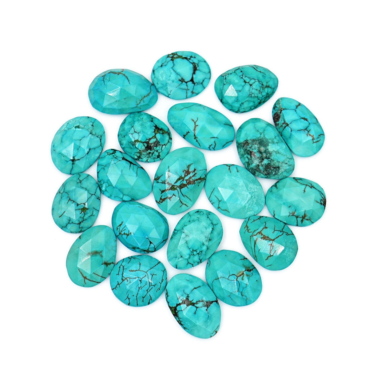 Hubei Turquoise Rose Cut  Gemstone | Freefrom Cabochons for Jewelry Crafting - 20 Pieces