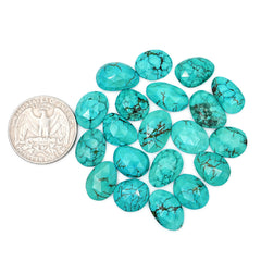 Hubei Turquoise Rose Cut  Gemstone | Freefrom Cabochons for Jewelry Crafting - 20 Pieces
