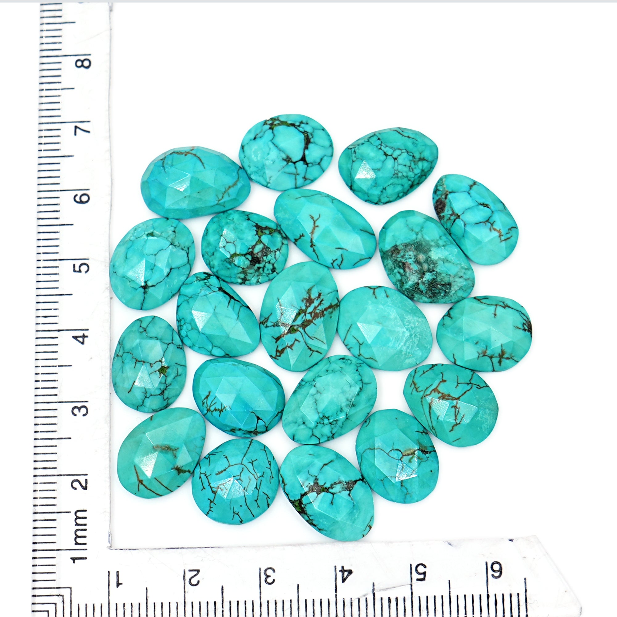 Hubei Turquoise Rose Cut  Gemstone | Freefrom Cabochons for Jewelry Crafting - 20 Pieces