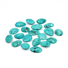 Hubei Turquoise Rose Cut  Gemstone | Freefrom Cabochons for Jewelry Crafting - 20 Pieces