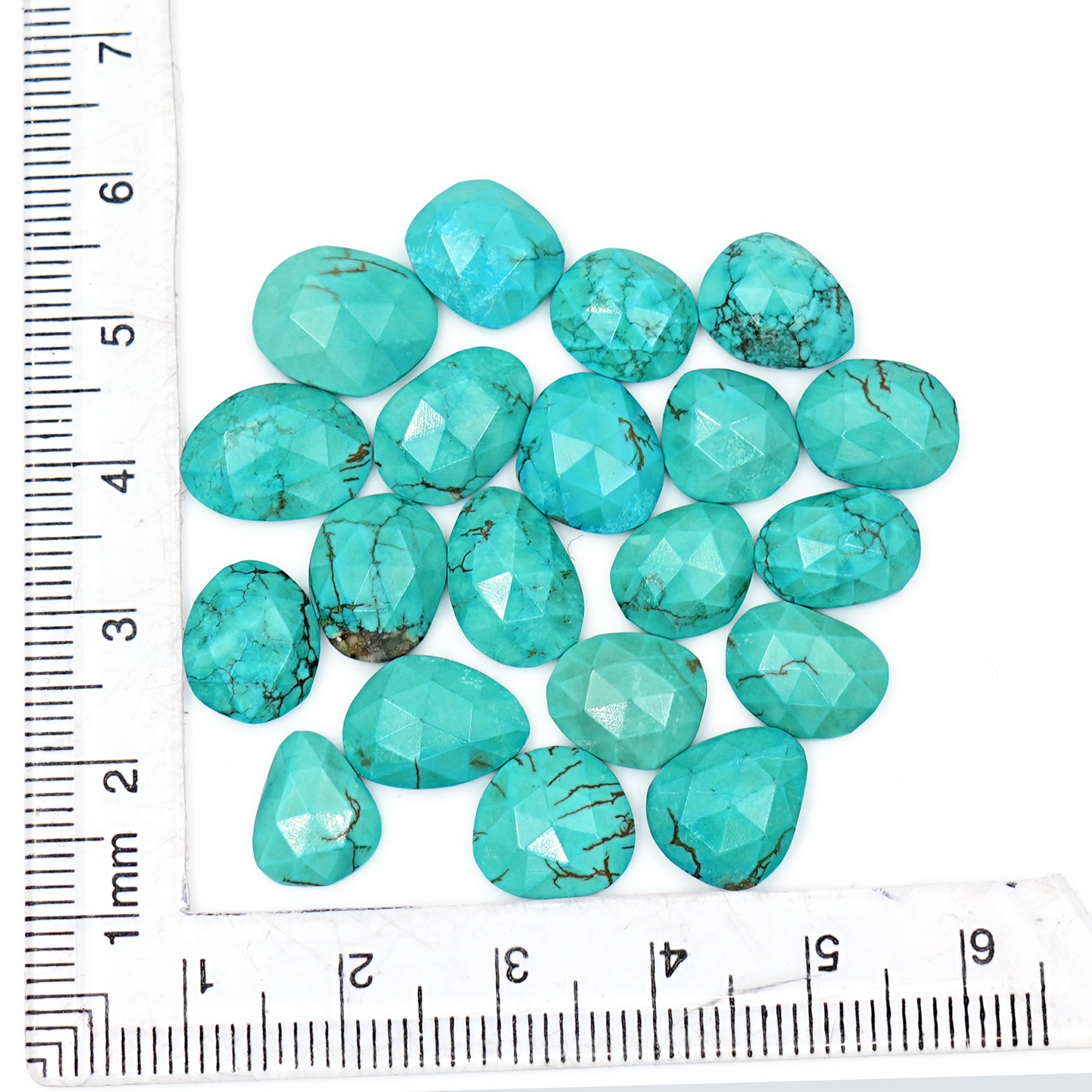 Rose Cut Hubei Turquoise Cabochons | Blue Green Freefrom Gemstone for Jewelry Making- 20 Pieces