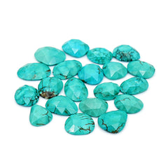 Rose Cut Hubei Turquoise Cabochons | Blue Green Freefrom Gemstone for Jewelry Making- 20 Pieces