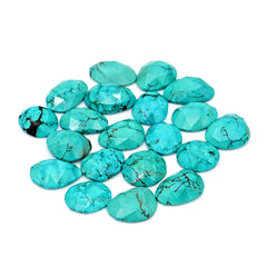 HubeiTurquoise Rose Cut Cabochon | Freefrom Gemstone for Jewelry Making- 20 Pieces