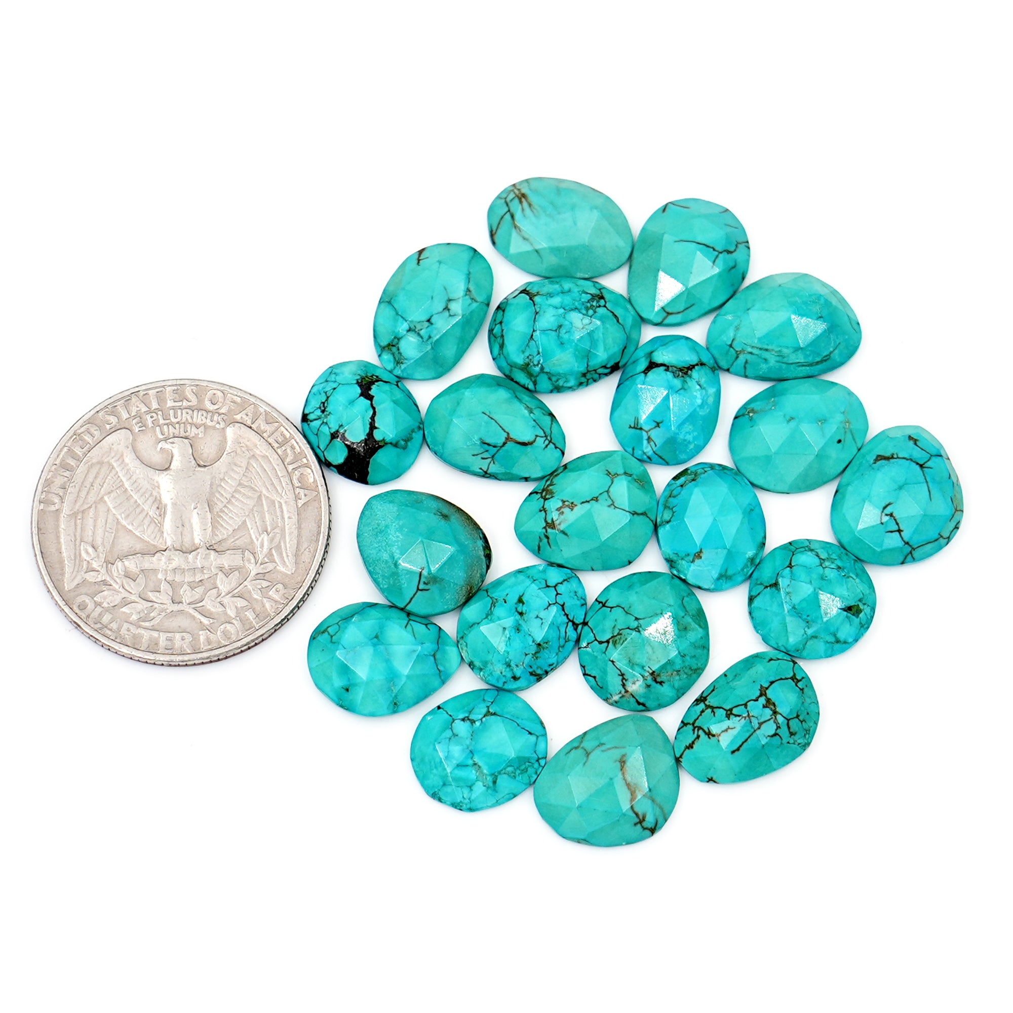 HubeiTurquoise Rose Cut Cabochon | Freefrom Gemstone for Jewelry Making- 20 Pieces