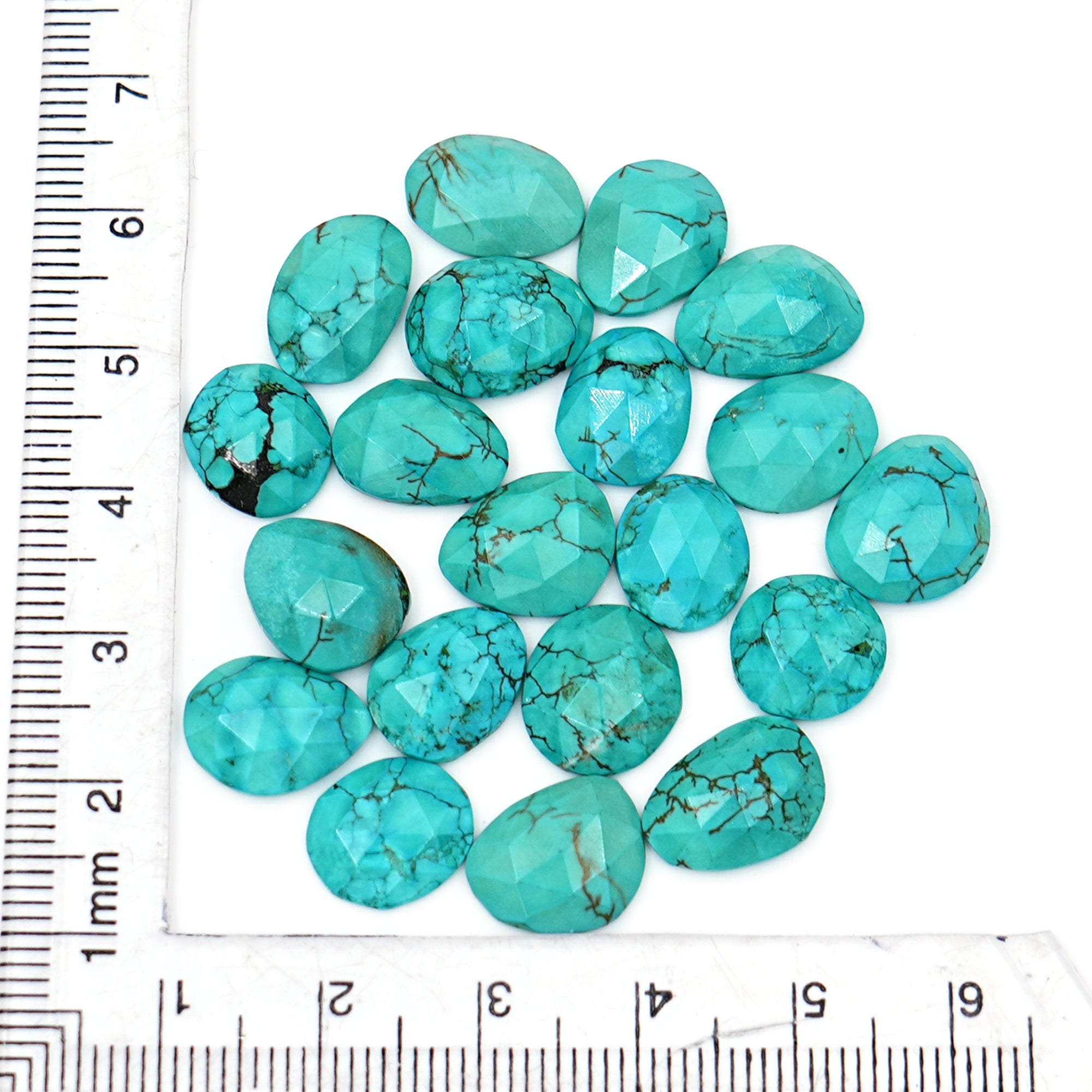 HubeiTurquoise Rose Cut Cabochon | Freefrom Gemstone for Jewelry Making- 20 Pieces