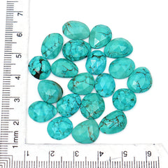 HubeiTurquoise Rose Cut Cabochon | Freefrom Gemstone for Jewelry Making- 20 Pieces