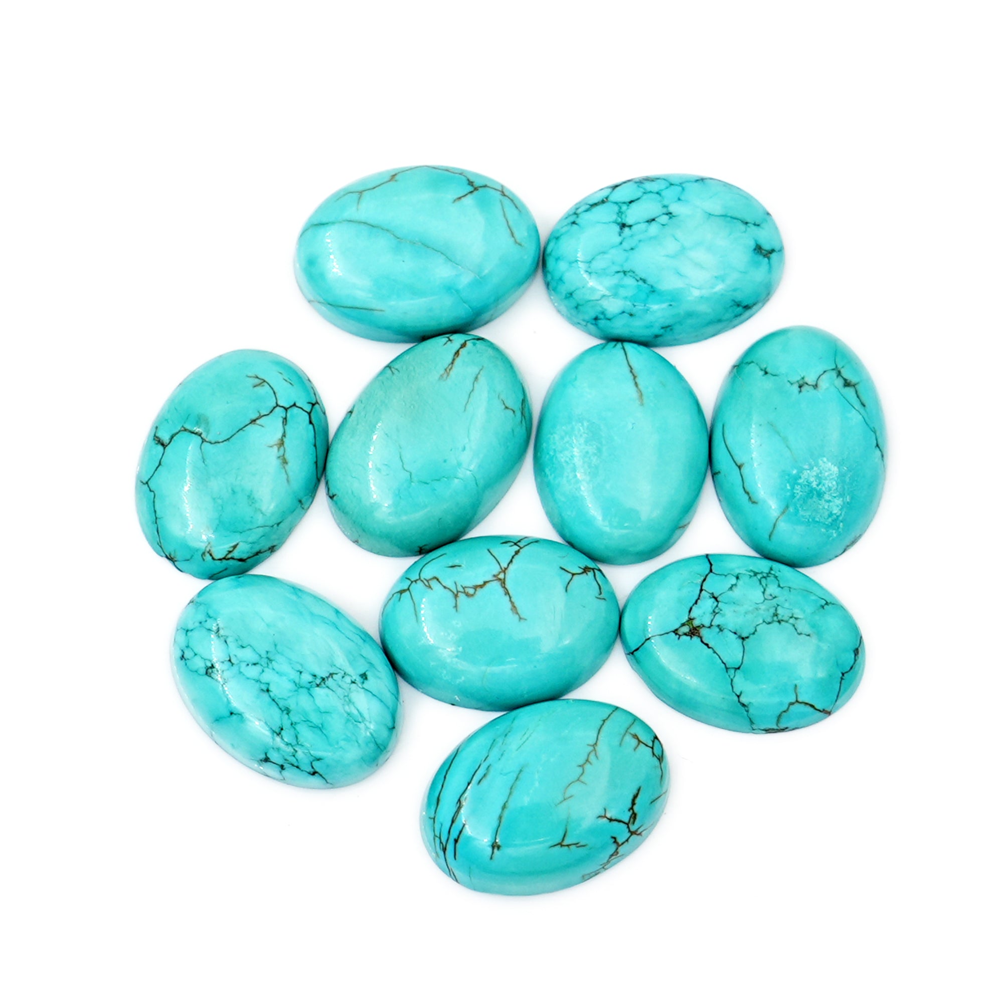 Hubei Turquoise Oval Shape Smooth Cabochons |  Gemstone for Jewelry Making- 10 Pieces