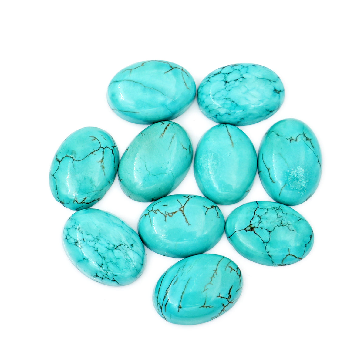 Hubei Turquoise Oval Shape Smooth Cabochons |  Gemstone for Jewelry Making- 10 Pieces