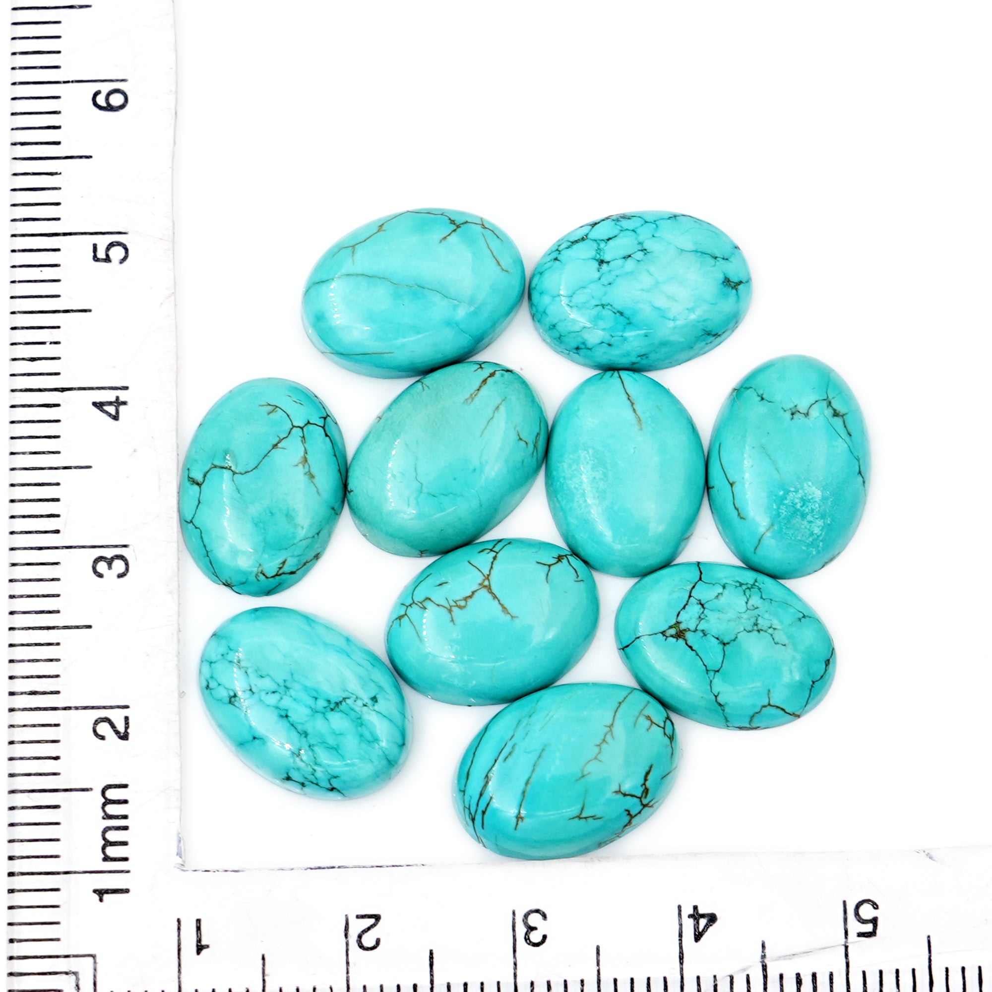 Hubei Turquoise Oval Shape Smooth Cabochons |  Gemstone for Jewelry Making- 10 Pieces