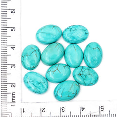 Hubei Turquoise Oval Shape Smooth Cabochons |  Gemstone for Jewelry Making- 10 Pieces