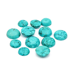 Round Shape Hubei Turquoise Cabochons | Smooth Gemstone for Jewelry Making- 12 Pieces