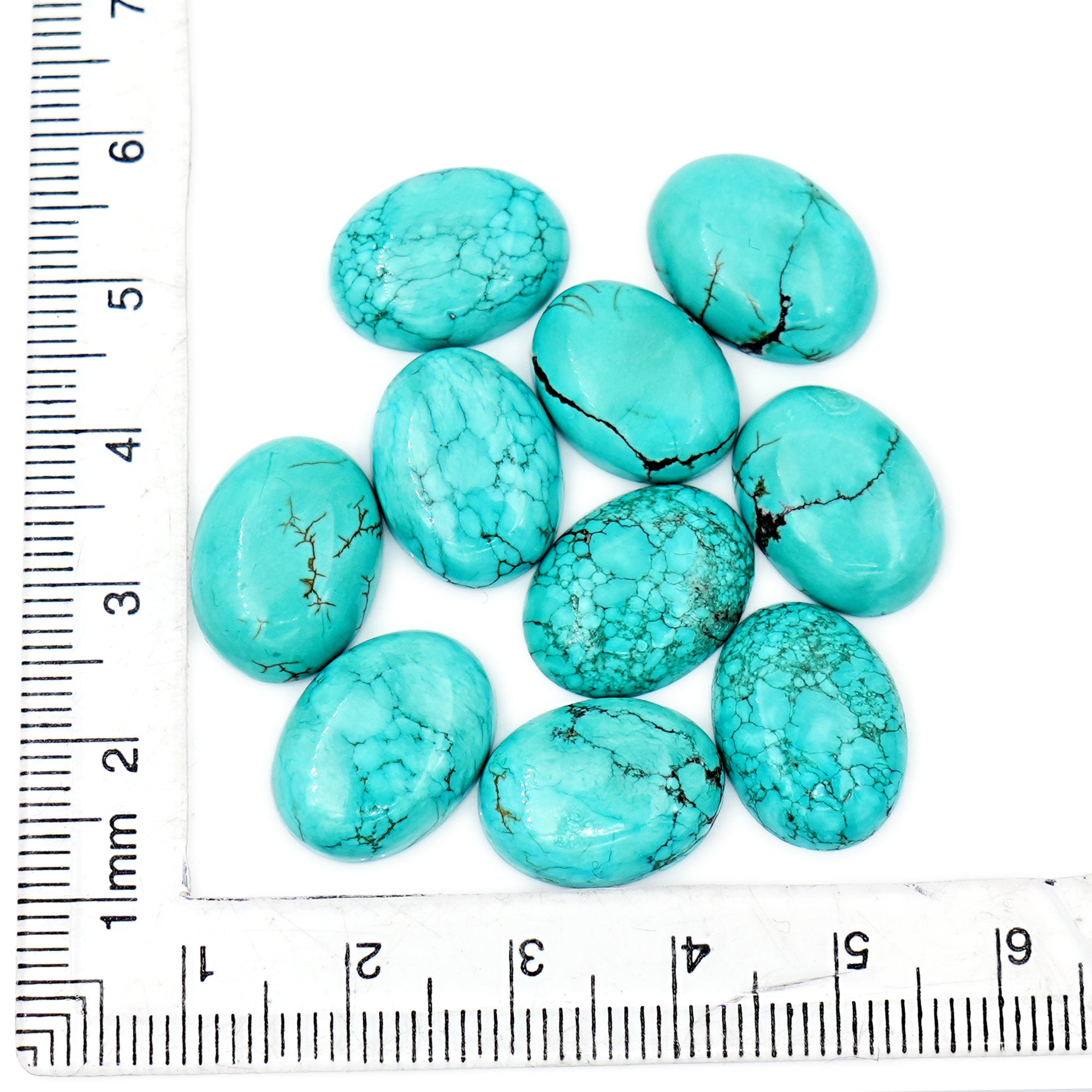 Hubei Turquoise Smooth Cabochons | Oval Shape Gemstone for Jewelry Making- 10 Pieces