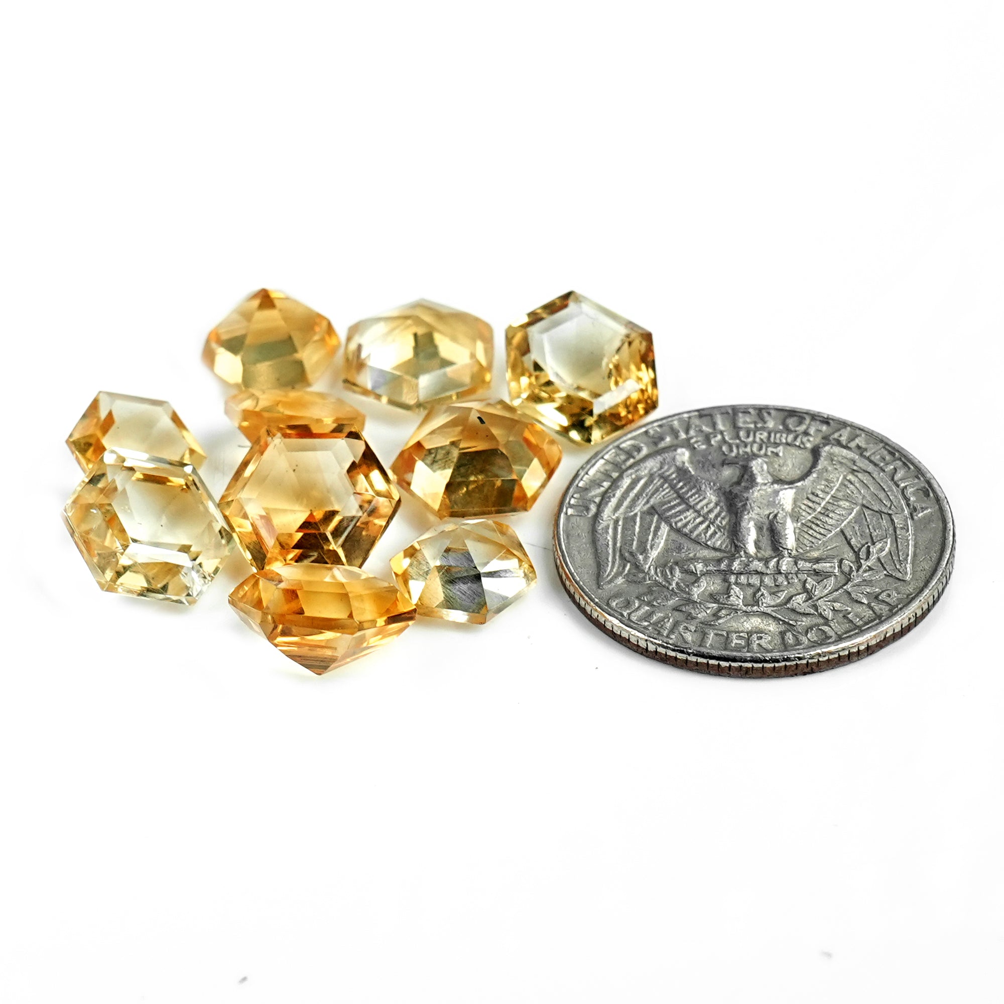 Natural Citrine Rose Cut Cabochon | Natural Flatback Loose Gemstones for Jewelry Making - 10 Pieces