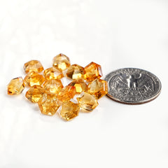 Golden Glow Citrine Rose cut Stones | Hand-Faceted Freeform Cabochons - 15 Pieces