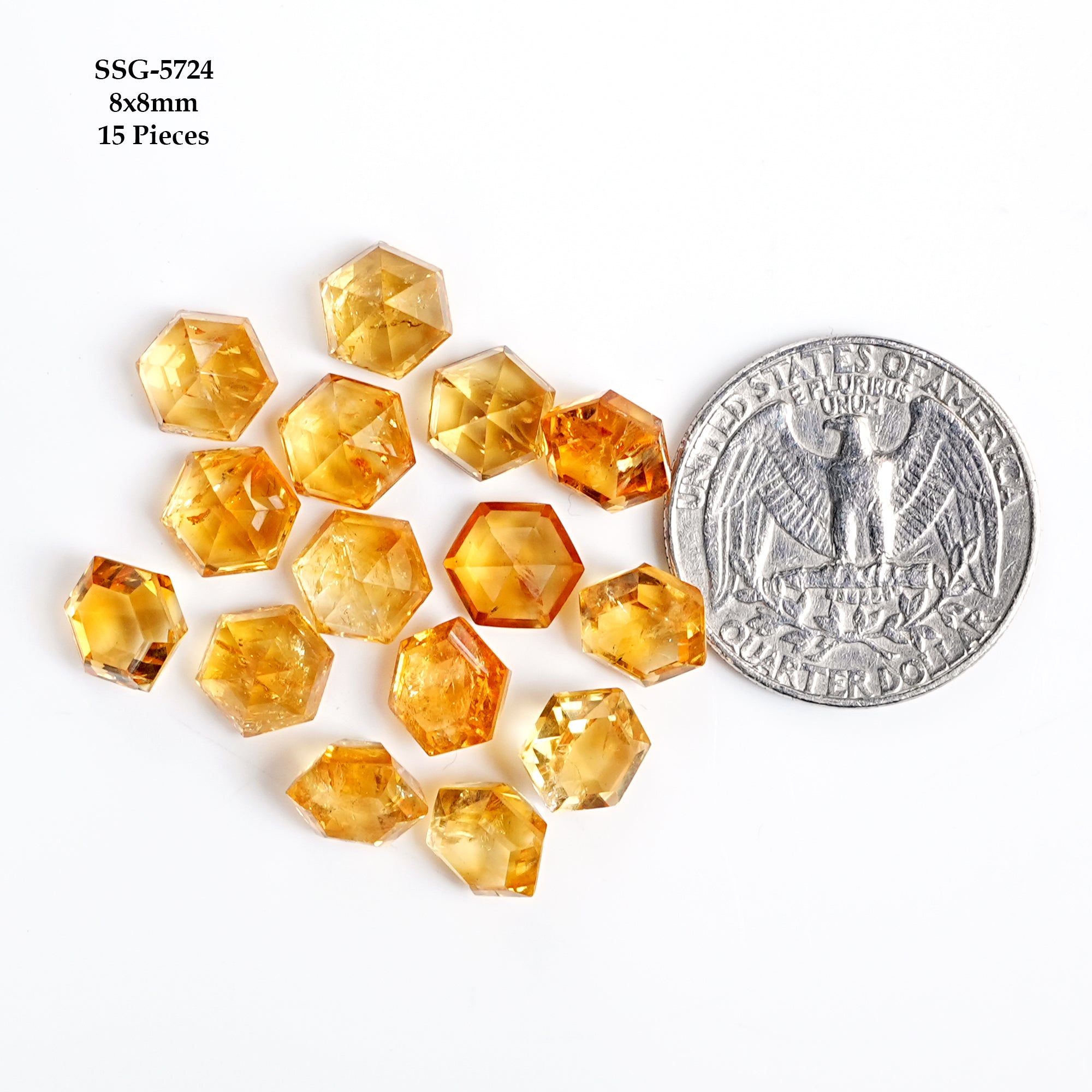 Golden Glow Citrine Rose cut Stones | Hand-Faceted Freeform Cabochons - 15 Pieces