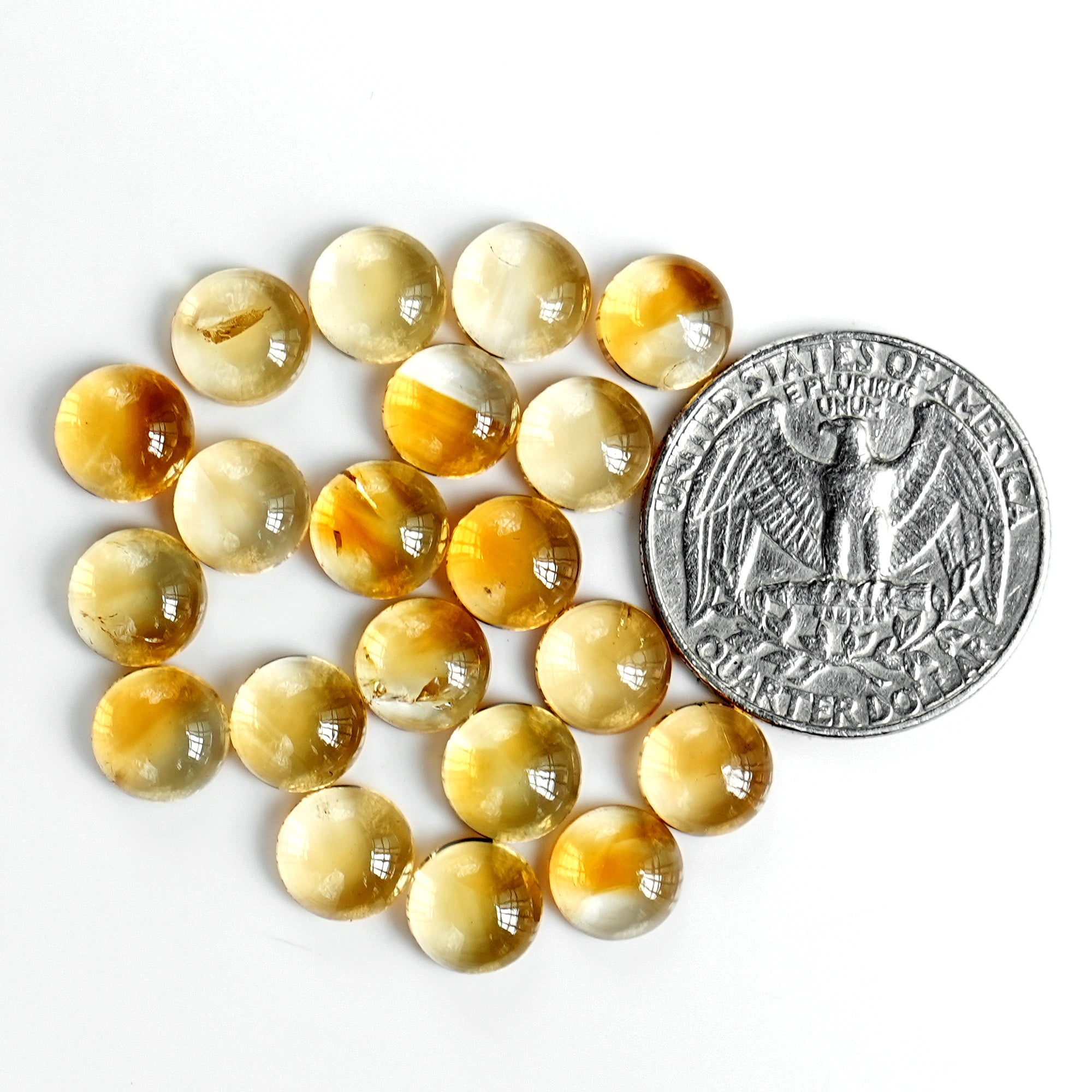 Natural Citrine Cabochon | Natural Flatback Loose Gemstones for Jewelry Making - 20 Pieces