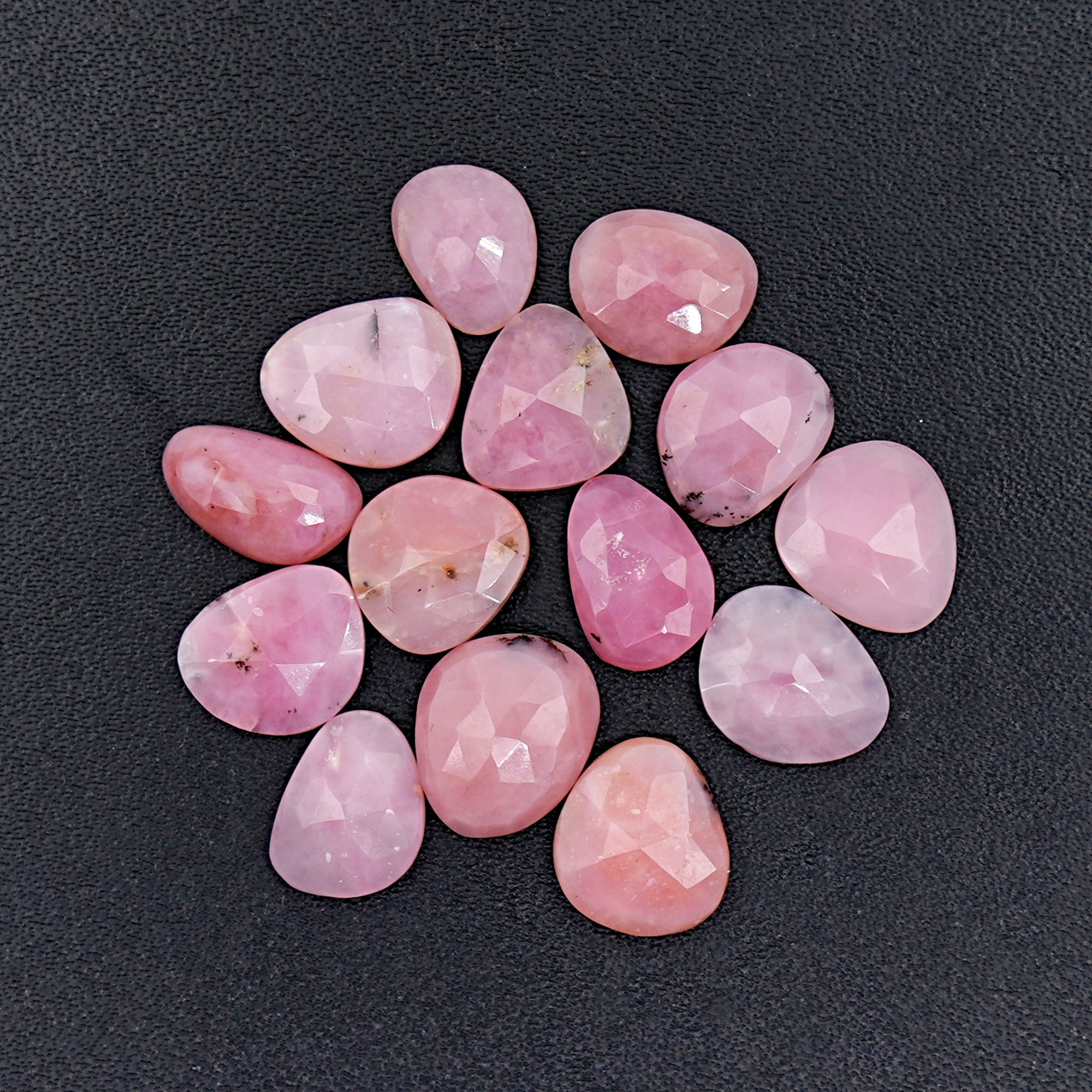 Pink Opal Rose Cut Cabochons | Peruvian Pink Gemstones for Jewelry Making - 15 pieces