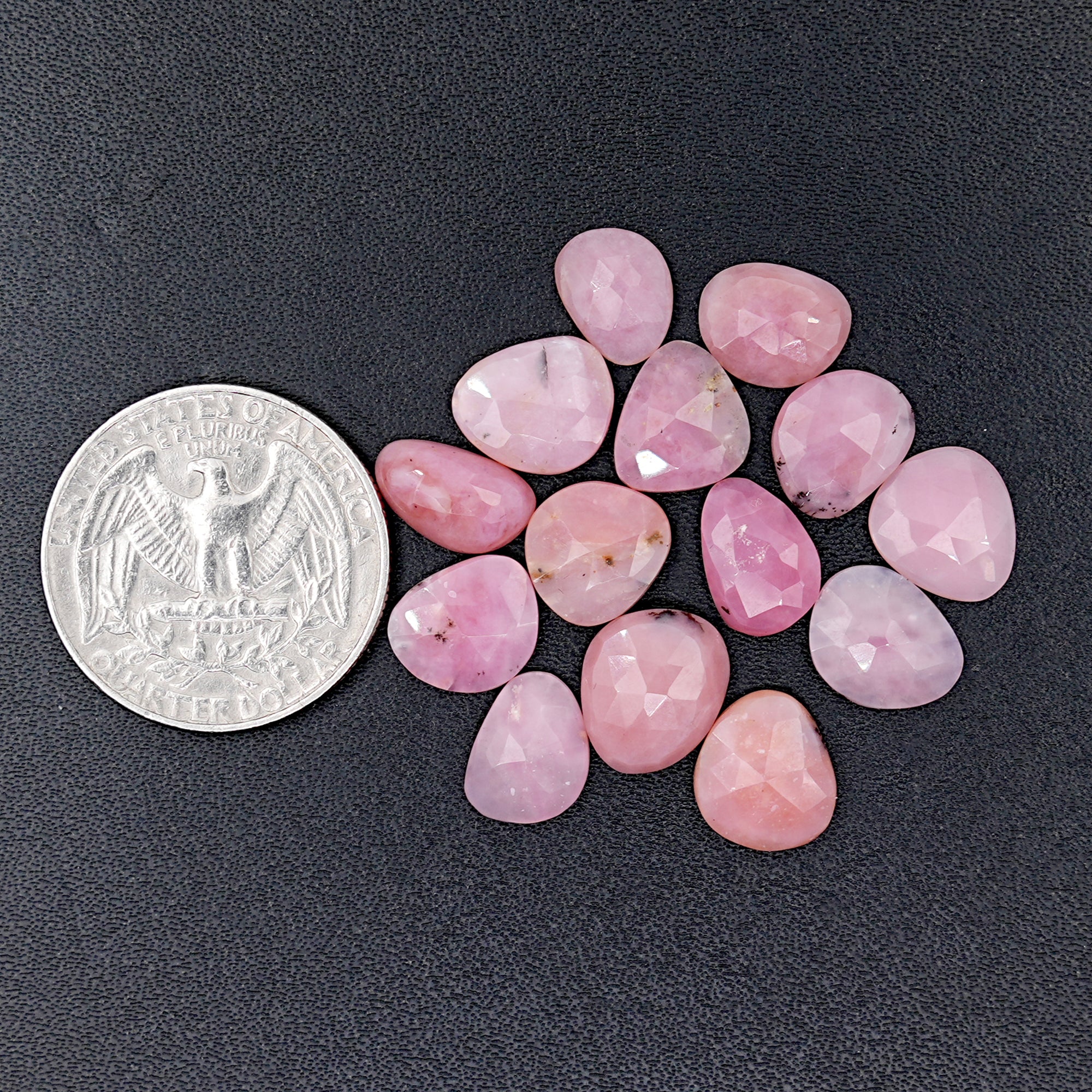 Pink Opal Rose Cut Cabochons | Peruvian Pink Gemstones for Jewelry Making - 15 pieces