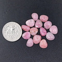 Pink Opal Rose Cut Cabochons | Peruvian Pink Gemstones for Jewelry Making - 15 pieces