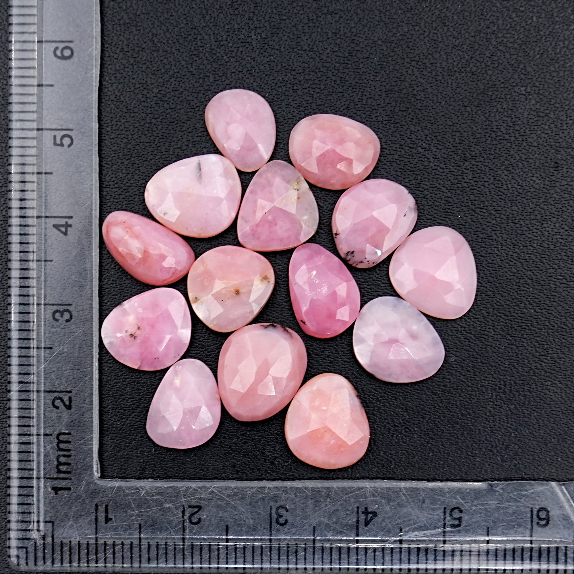 Pink Opal Rose Cut Cabochons | Peruvian Pink Gemstones for Jewelry Making - 15 pieces