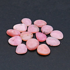 Pink Opal Rose Cut Cabochons | Peruvian Pink Gemstones for Jewelry Making - 15 pieces
