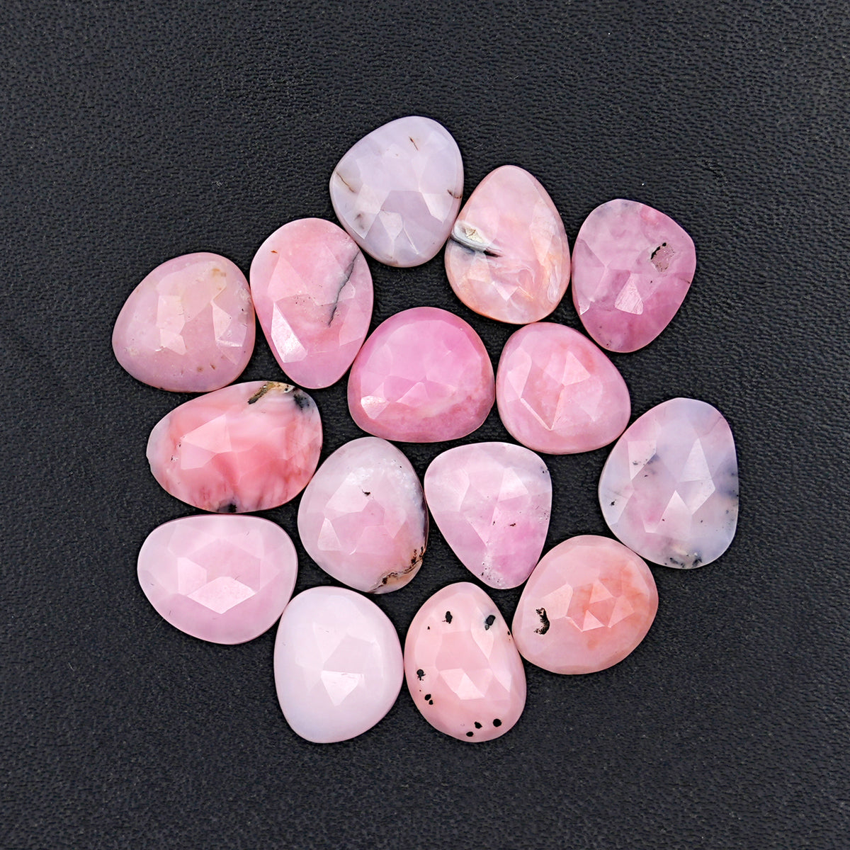 Pink Opal Rose Cut Cabochons | Peruvian Pink Gemstones for Jewelry Making - 15 pieces