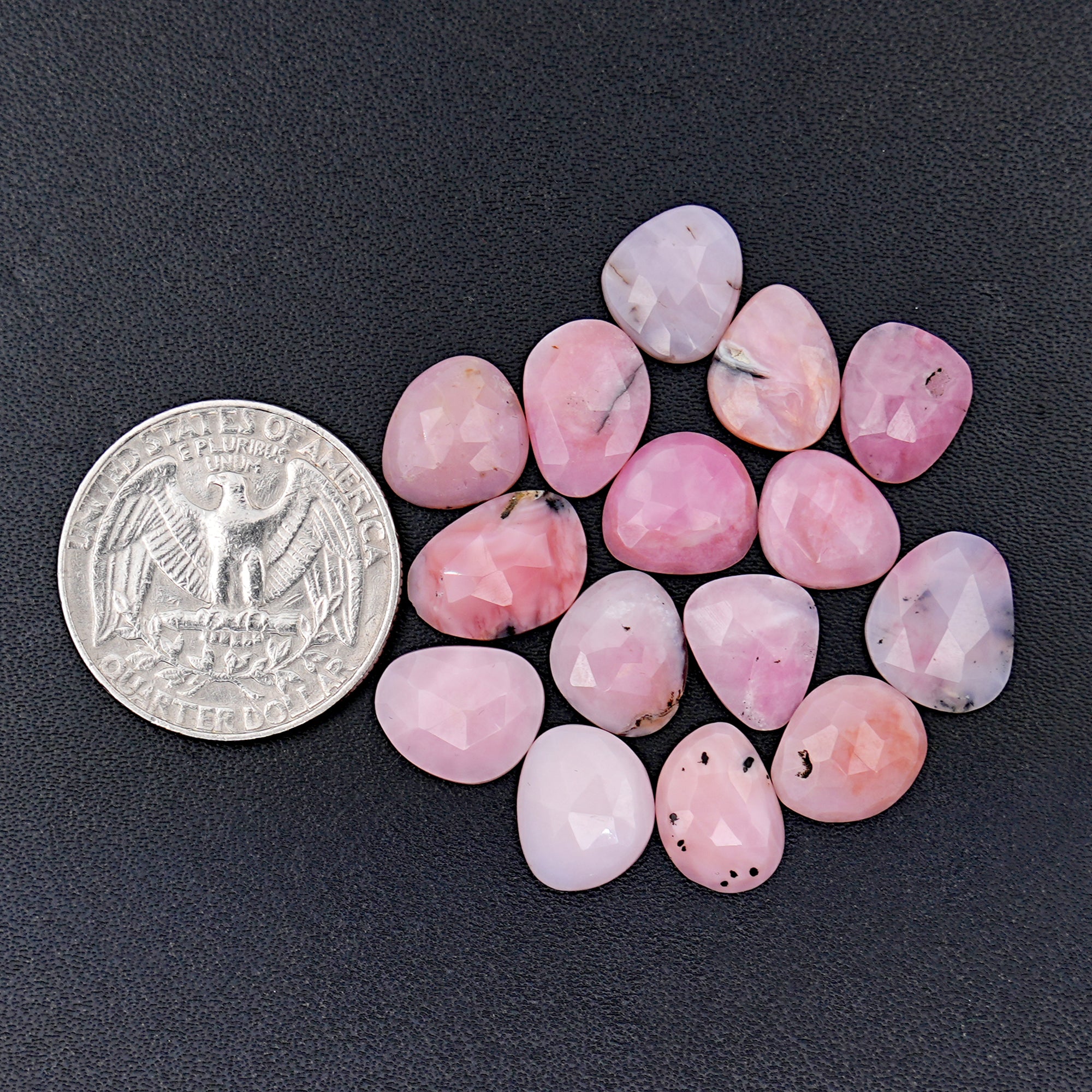 Pink Opal Rose Cut Cabochons | Peruvian Pink Gemstones for Jewelry Making - 15 pieces
