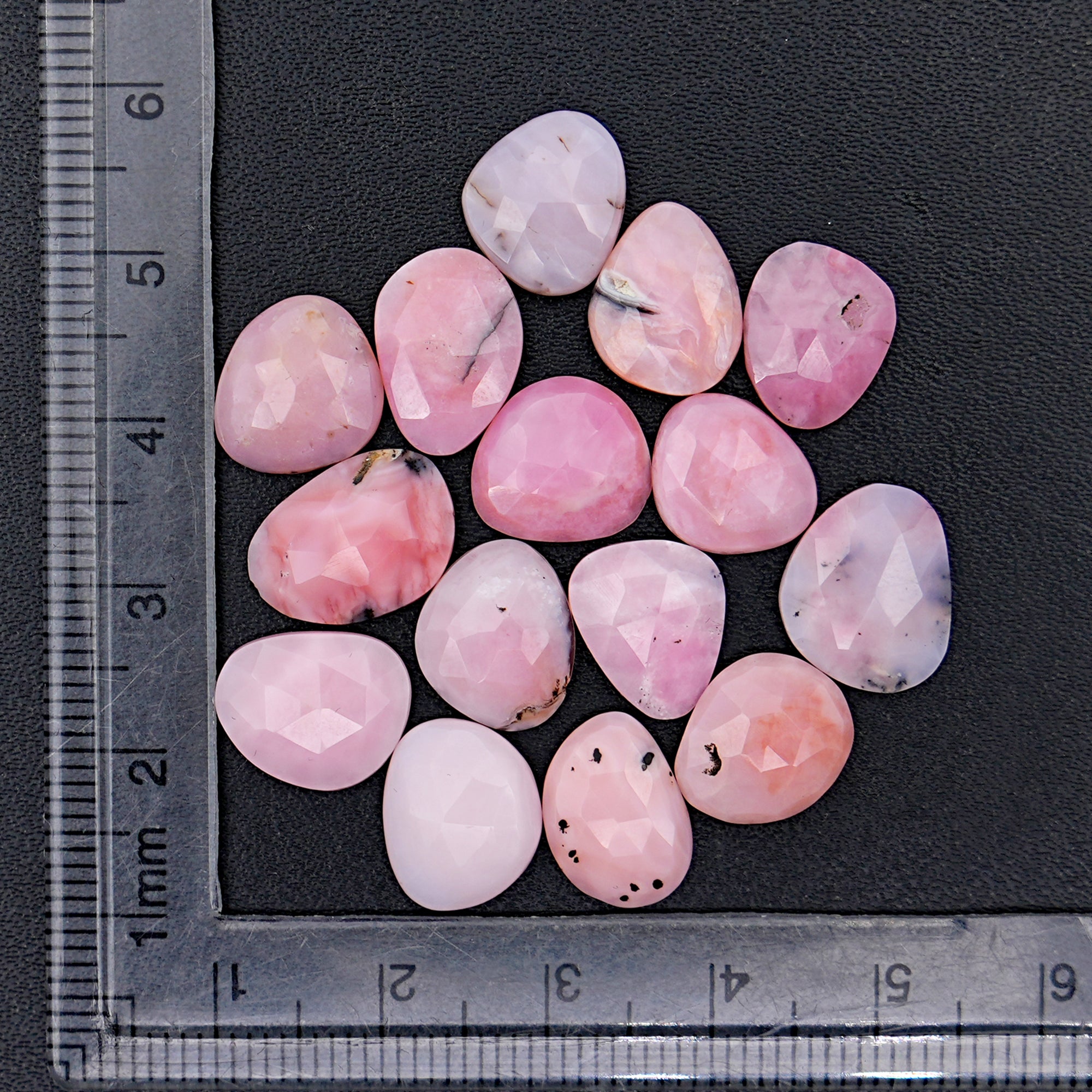 Pink Opal Rose Cut Cabochons | Peruvian Pink Gemstones for Jewelry Making - 15 pieces