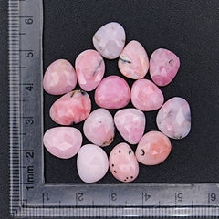 Pink Opal Rose Cut Cabochons | Peruvian Pink Gemstones for Jewelry Making - 15 pieces