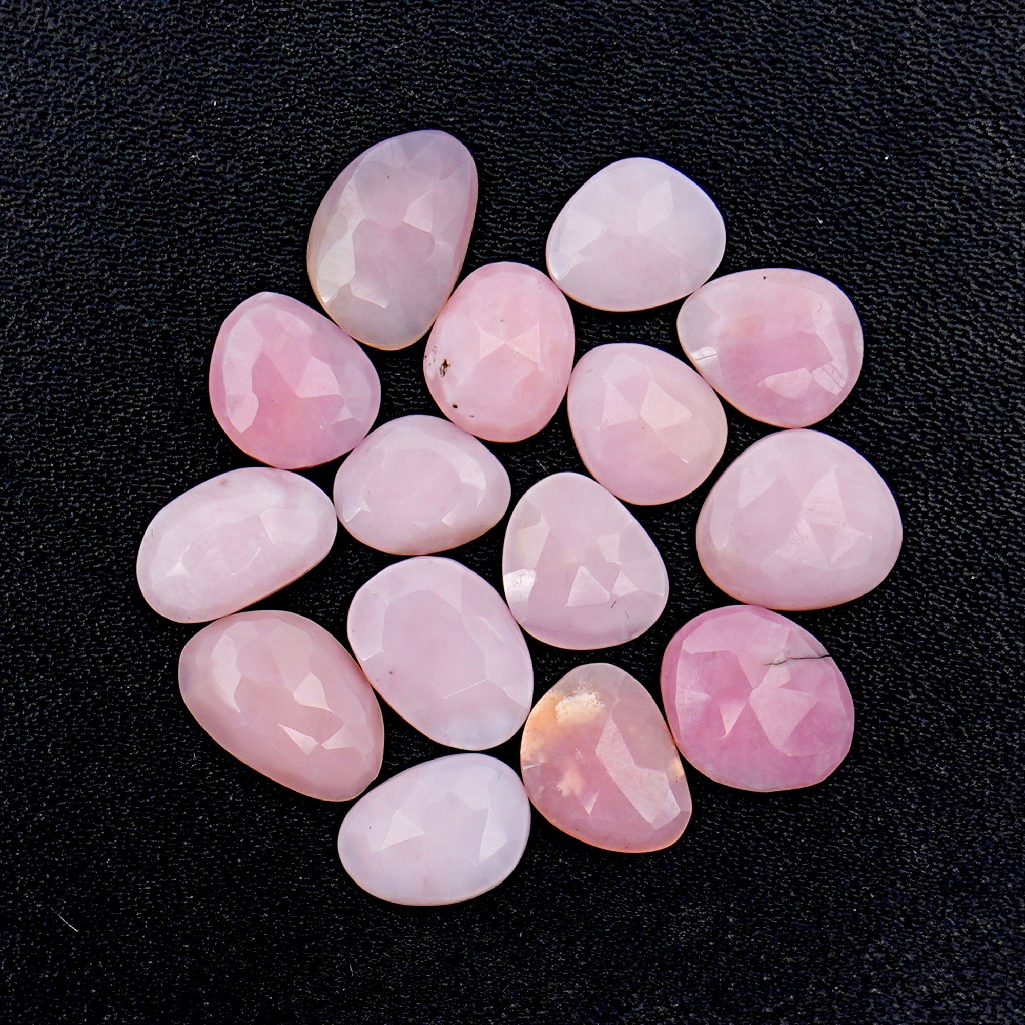Pink Opal Rose Cut Cabochons | Peruvian Pink Gemstones for Jewelry Making - 15 pieces