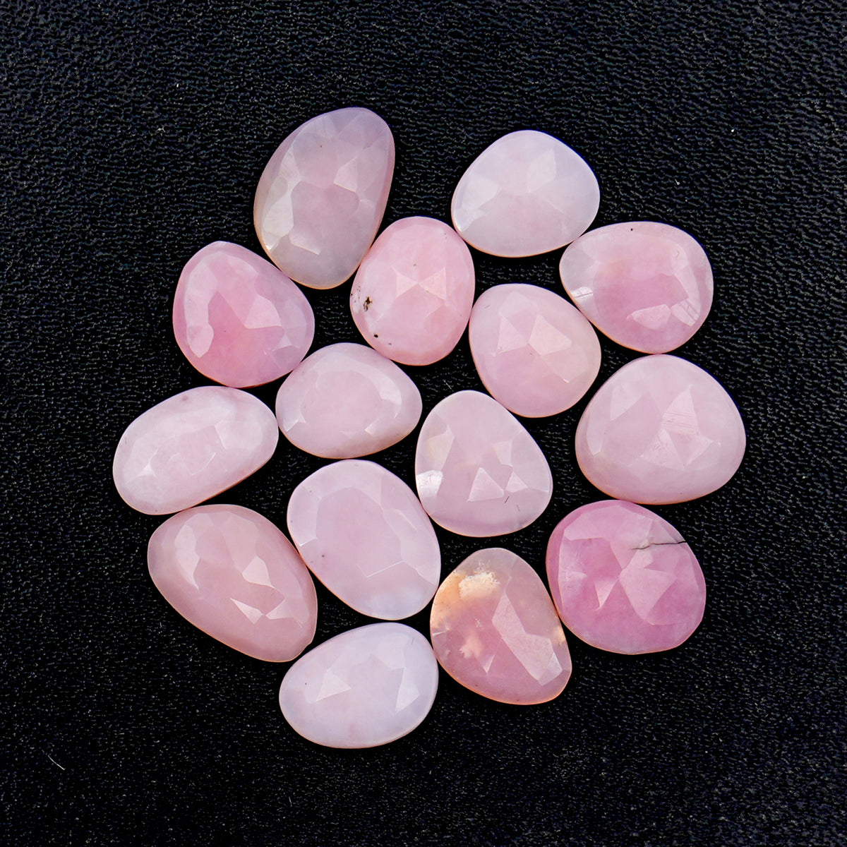 Pink Opal Rose Cut Cabochons | Peruvian Pink Gemstones for Jewelry Making - 15 pieces