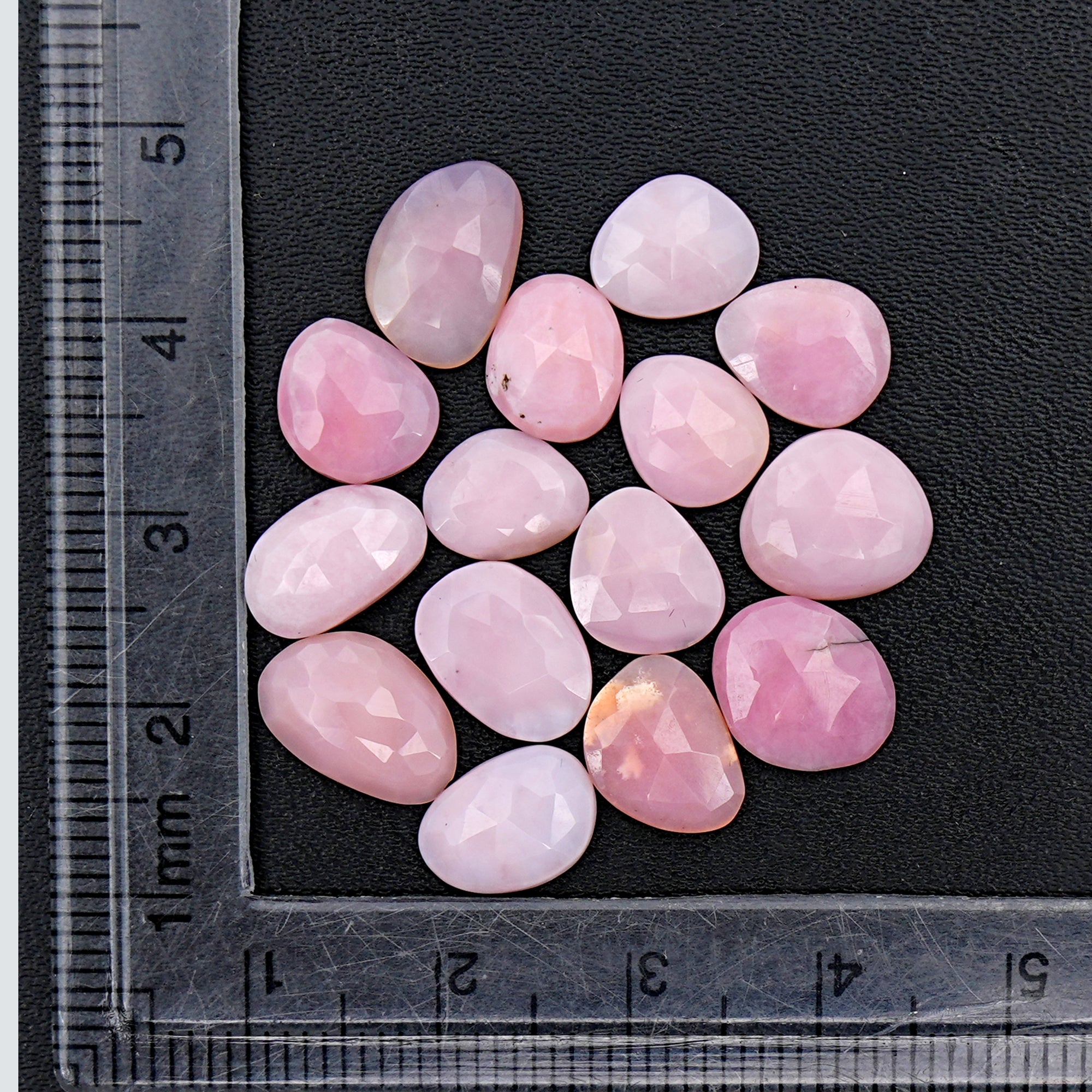 Pink Opal Rose Cut Cabochons | Peruvian Pink Gemstones for Jewelry Making - 15 pieces