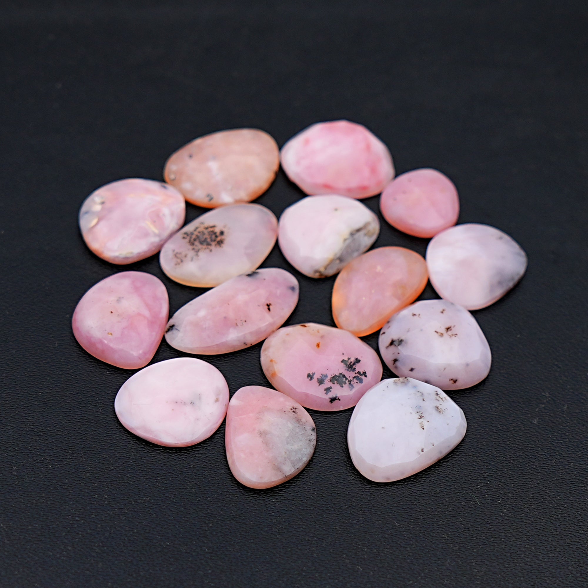 Pink Opal Rose Cut Cabochon | Peruvian Pink Gemstones for Jewelry Making - 15 pieces